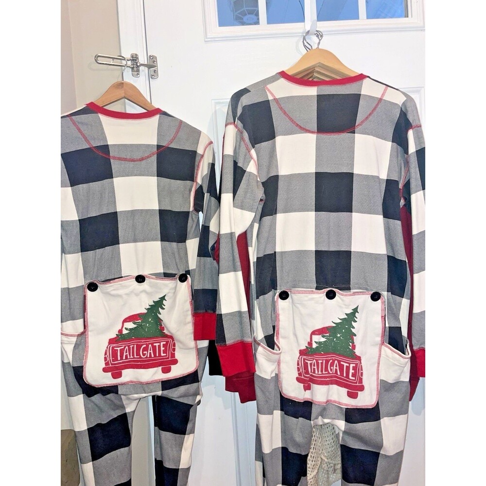 Pajamas 1 Piece Matching Lazy One 100% Cotton Red Truck Tailgate Flap Size SM&XL